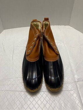 Sporto Men's Black Brown Waterproof Duck Boots Rain Snow Leather Size 9 Good